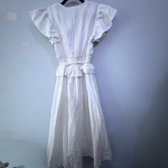O.P.T Chic White Midi cotton Dress with Ruffle Detail New xs - Picture 9 of 16
